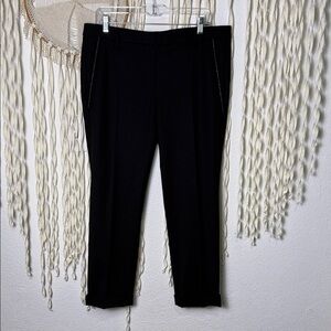 Brunello Cucinelli Monili Timmed Pocket Cropped Wool Black Trouser US10